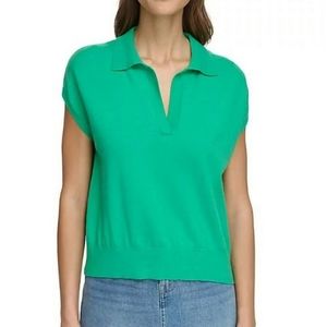 DKNY Women's Sleeveless Collared Sweater